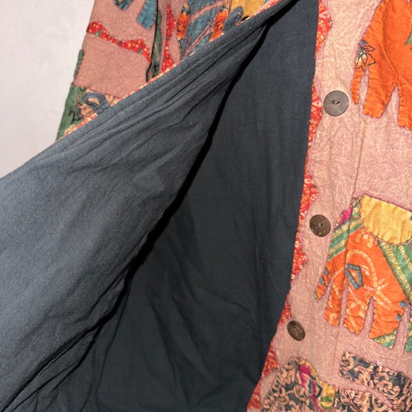 Rare Retro 20W Jacket Multi Color Elephant Theme Quilted Gorgeous - Picture 11 of 12